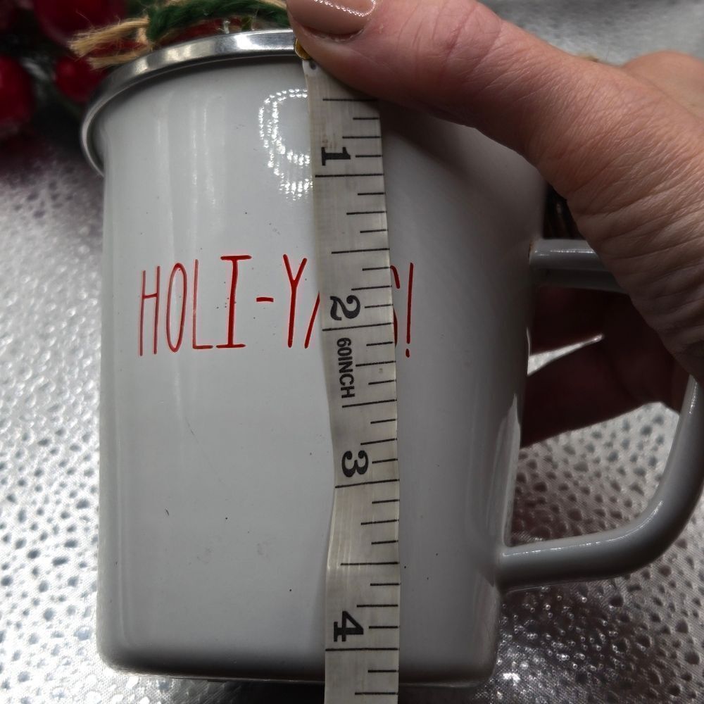 "5/$40" Vintage "HOLY-YAYS!" Enamelware White Mug Christmas Assemblage Mug Decor - Picture 7 of 7